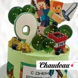 Торт в стиле игры Майнкрафт TSIM013434 фото и оформление торта