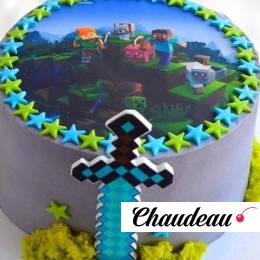 Торт Майнкрафт с пиксельным мечом TMPM013439 фото и оформление торта