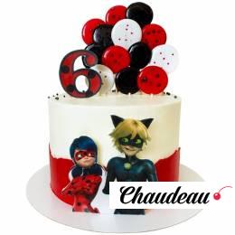 Торт Леди Баг и Супер Кот бело-красный №2686 Торт Леди Баг и Супер Кот бело-красный №2686