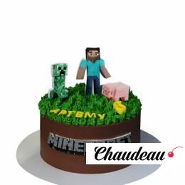 Торт Майнкрафт с Крипером и свинкой № 1368