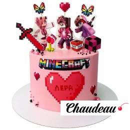 Торт Майнкрафт с сердечком №2715
