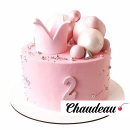 Торт розовый для девочки на 2 года №1727