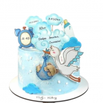 Торт с аистом и метрикой TAM0013516