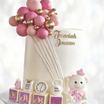 Торт Розовый с параметрами рождения TRPR013507 фото и оформление торта