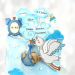 Торт аист и метрика ребенка TAMR013516 фото и оформление торта