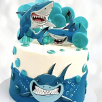 Торт с акулами и украшениями TAU0013521 фото и оформление торта