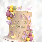 Торт праздничные бабочки и шары TPBS013557 фото и оформление торта