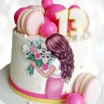 Торт с воздушными шарами на 13 лет TVSH013577 фото и оформление торта