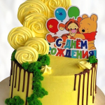 Торт Винни Пух с шоколадными подтеками TVPS013591 фото и оформление торта