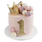 Торт на 1 год с короной и шариками №2757