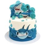 Торт с акулами и топперами №2916