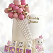 Торт Розовый с параметрами рождения TRPR013507 фото и оформление торта