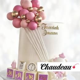 Торт Розовый с параметрами рождения TRPR013507 фото и оформление торта