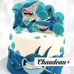 Торт с акулами и украшениями TAU0013521 фото и оформление торта