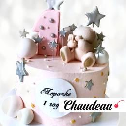 Торт звездное небо с медвежонком на год TZNM013565 фото и оформление торта