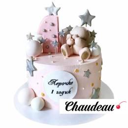 Торт на 1 годик с мишкой и звездами №2889 Торт на 1 годик с мишкой и звездами №2889