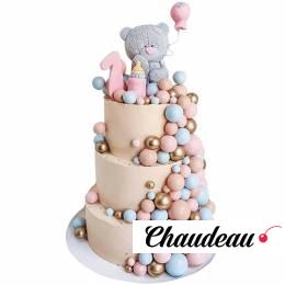 Торт на годик с мишкой и шариками №2884 Торт на годик с мишкой и шариками №2884