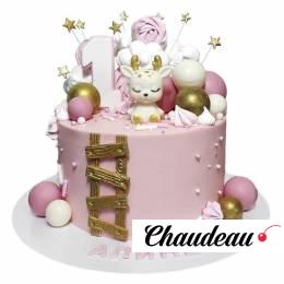 Торт на годик с олененком №2885 Торт на годик с олененком №2885