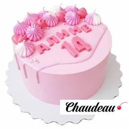 Торт розовый на 14 лет №1843