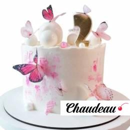 Торт с бабочками для девочки на 2 года №2289