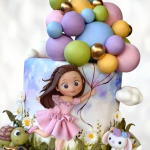 Торт малышка в платье на год TMPG013679 фото и оформление торта