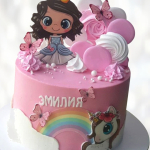 Торт девочка и сказочный единорог TDSE013681 фото и оформление торта