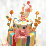 Торт с девочкой и топперами-украшениями TDT0013693 фото и оформление торта