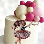 Торт без мастики девочка и шары TMDS013697 фото и оформление торта
