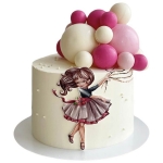 Торт с девочкой и шариками без мастики №2873