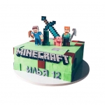 Торт с героями Майнкрафт, поросенком, крипером и мечом №1506