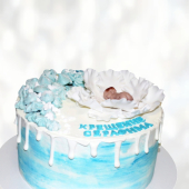 Торт голубой на крещение TGK0013624 фото и оформление торта