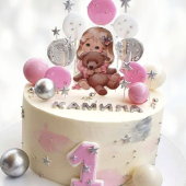 Торт девочка и мишка Тедди на год TDMT013687 фото и оформление торта