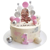 Торт с девочкой и мишкой на годик №2622