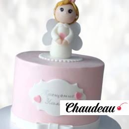Торт с ангелом на крестины девочки TAKD013616 фото и оформление торта
