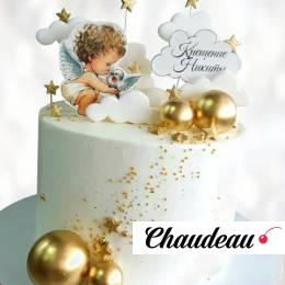 Торт ангелочек и звезды на крещение TAZK013631 фото и оформление торта