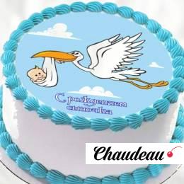 Торт с рождением сына TRS00013650 фото и оформление торта