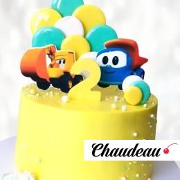 Торт строительная техника: грузовик и экскаватор TSTG013660 фото и оформление торта