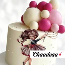 Торт без мастики девочка и шары TMDS013697 фото и оформление торта