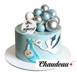 Торт на рождение ребенка с аистом №1768