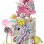 Торт с единорогом и бабочками на 5 лет TEB5013771
