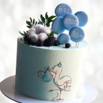 Торт бело-голубая метрика TBM0013719 фото и оформление торта