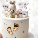 Торт метрика и зайка на 1 год девочке TMZ1013721 фото и оформление торта