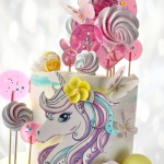 Торт сказочный единорог и бабочки на 5 лет TSEB013771 фото и оформление торта