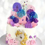 Торт единорог с топперами на 4 года TET40013777 фото и оформление торта