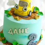 Торт желтый автомобиль TZHA013788 фото и оформление торта