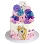 Торт с единорогом и топперами на 4 года №2783