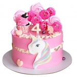 Торт с единорогом розовый №2148