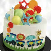 Торт паровозик с животными TPZH0013717 фото и оформление торта