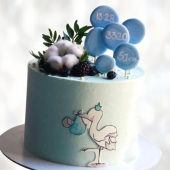 Торт бело-голубая метрика TBM0013719 фото и оформление торта