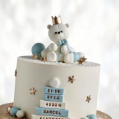 Торт мишка и метрика TMM00013729 фото и оформление торта